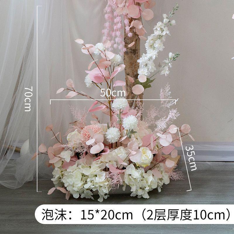 仿真花艺装饰拱门 墙面背景装饰婚礼花艺室内直播橱窗美陈假花艺|undefined