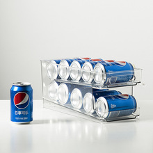 双层伸缩滚动饮料收纳盒自动补位易拉罐收纳架冰箱汽水桌面置物架
