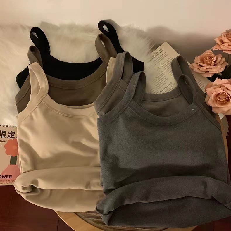 Invierno de la calefacción de terciopelo ropa interior térmica de las mujeres de lana larga forrada gruesa camisola bottoming Top con almohadilla en el pecho