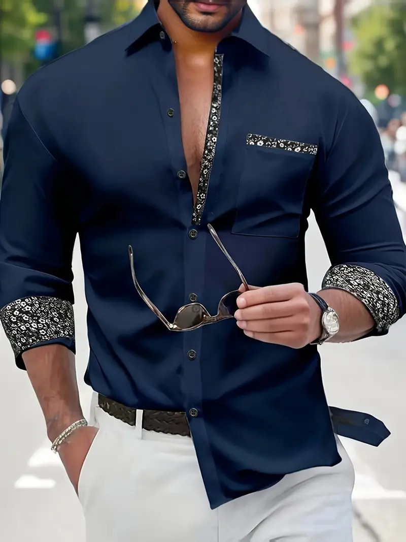 2024 verano personalidad hermosa nueva moda suelta y transpirable bolsillo camisa de manga larga para hombre MB12