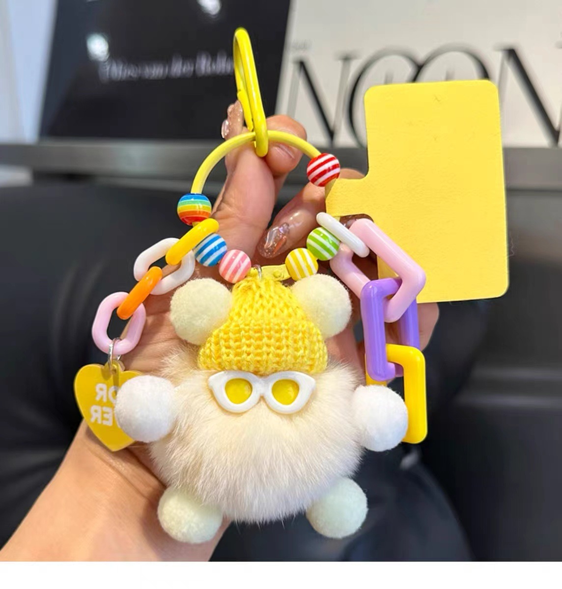 Lindo colgante de bolsa de briquetas de piel de conejo Rex, cosa fea, colgante de muñeca de felpa, colgante de llavero de coche