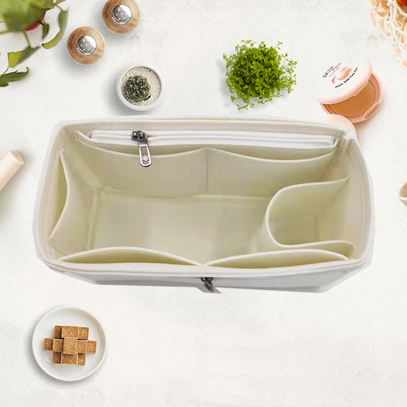 毛毡化妆包女士便携手提收纳包简约现代懒人毛毡羊便携收纳神器