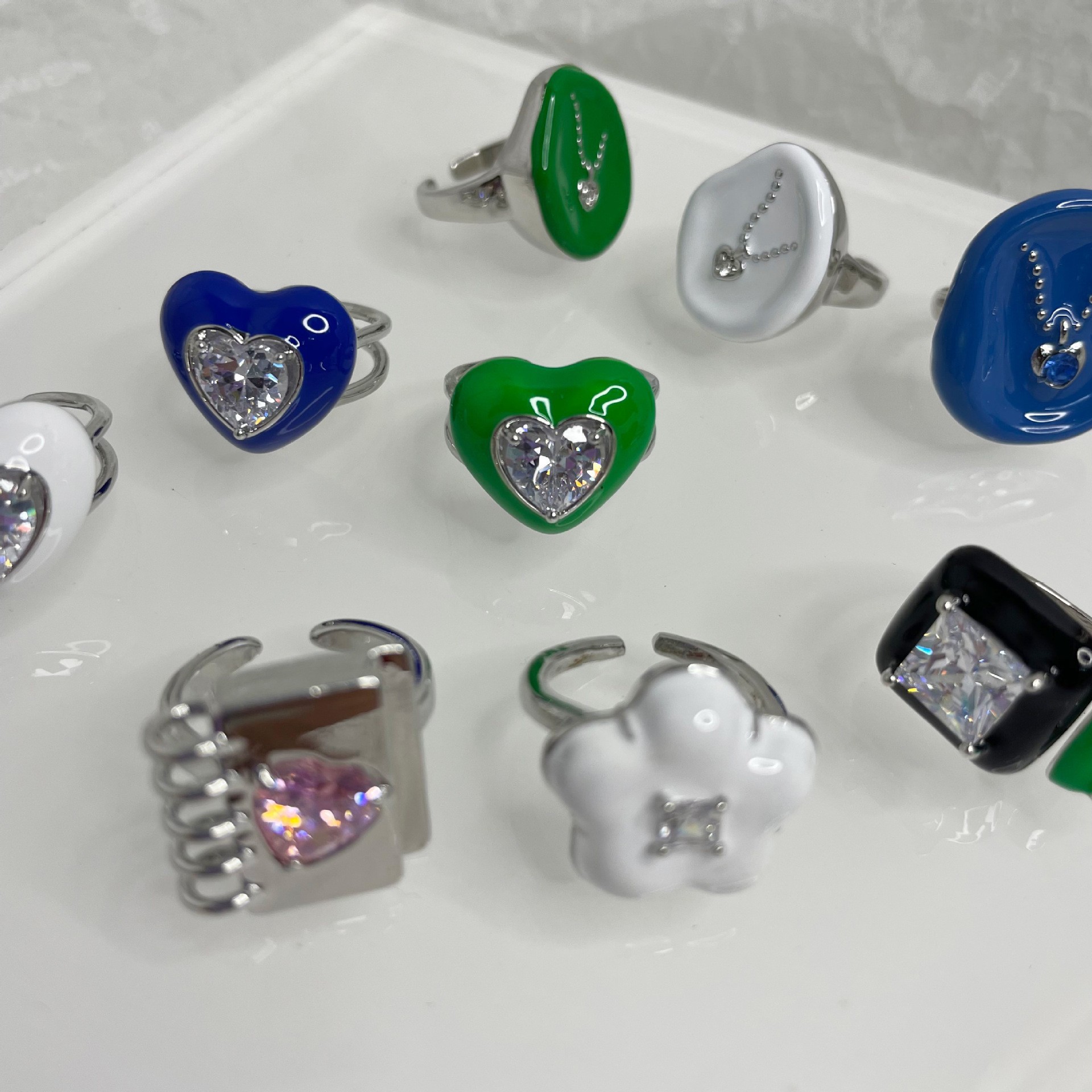 Cute Heart Shape Metal Plating Artificial Rhinestones Womenu0027S Open Ring 1 Piece