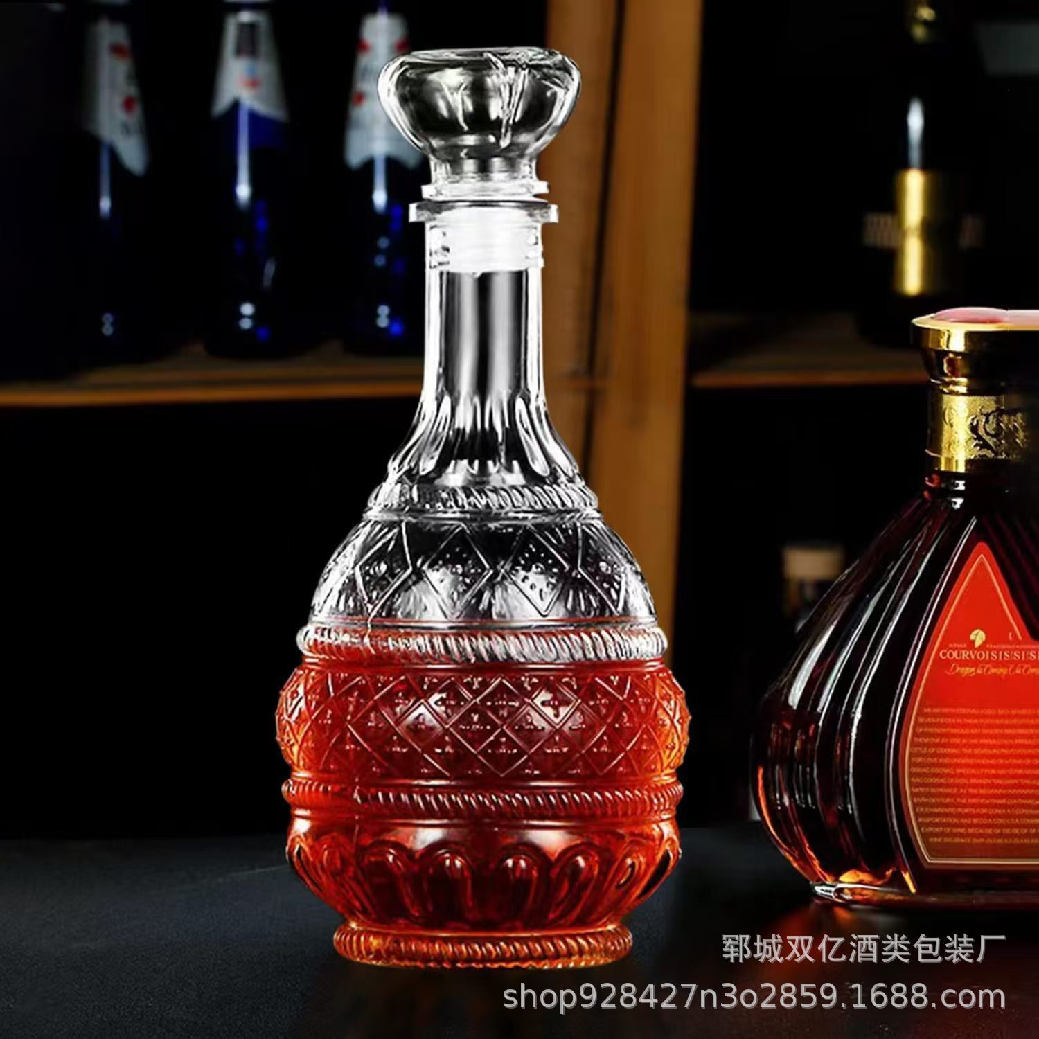 欧式水晶玻璃瓶威士忌红酒瓶透明密封洋酒分酒器果酒醒酒器空酒瓶