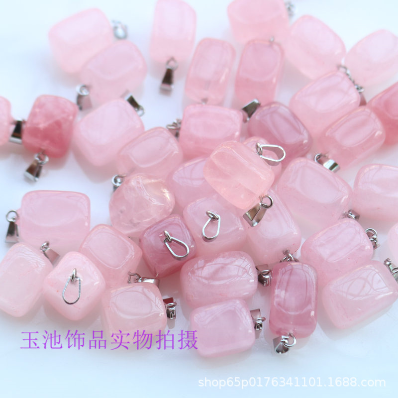 Colgante de cristal natural pequeño cuadrado rosa verde dongling ágata rojo colgante irregular pendientes collar accesorios diy