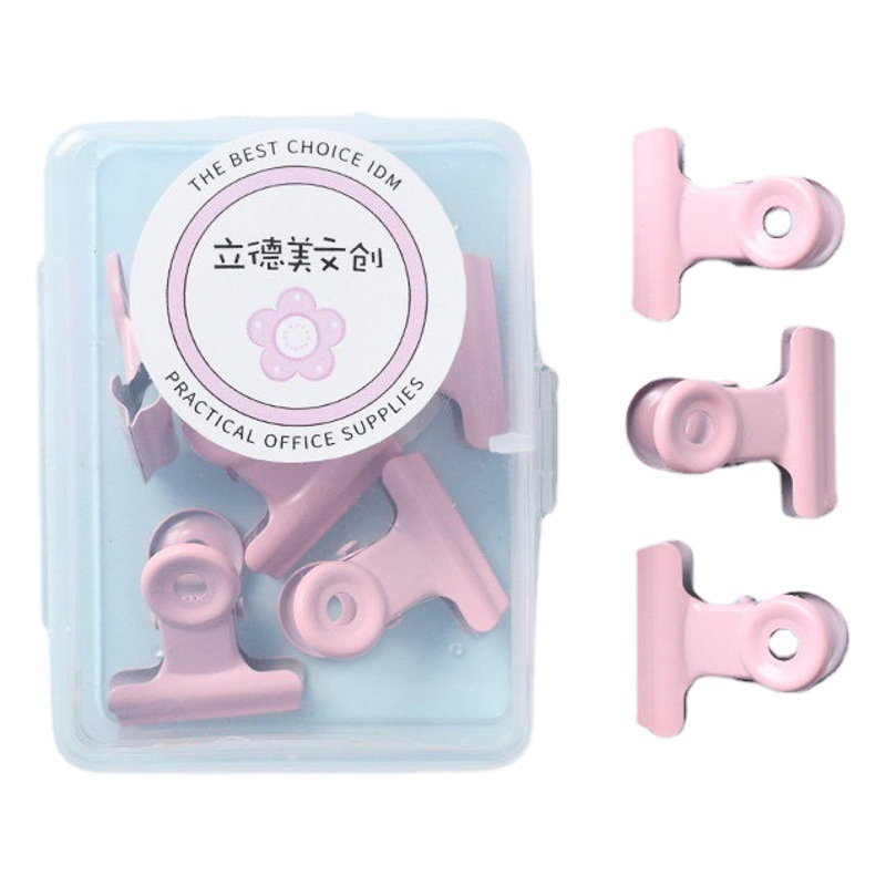 INS estilo macaron color clip de cabeza redonda pequeño archivo fresco clip de encuadernación de metal color en caja clip de cola de milano titular de boleto