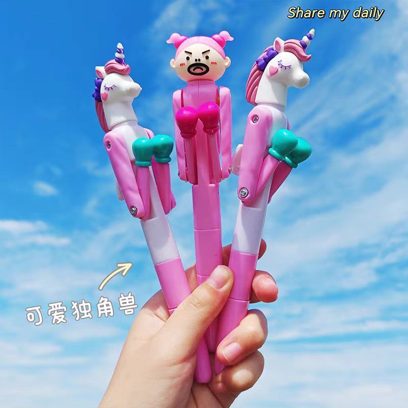 卡通炸毛人拳击笔创意减压笔卡通圆珠笔学生高颜值中性笔创意玩具|undefined