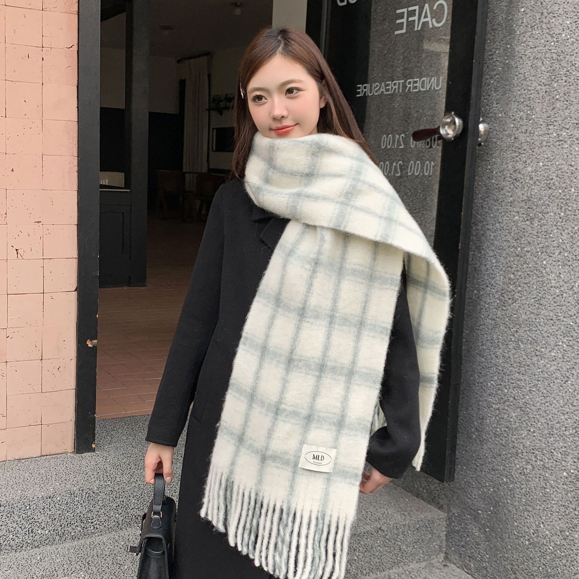 2024 atmósfera coreana秋-invierno abrigo chal invierno nuevo arco iris hibisco bufandas de lana para mujeres