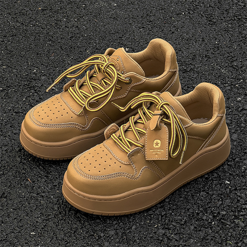 Dune Brown Platform Shoes Men's and Women's Instagram Style Trendy American Niche Design Sense Casual Couple's Height Increasing Bread Shoes