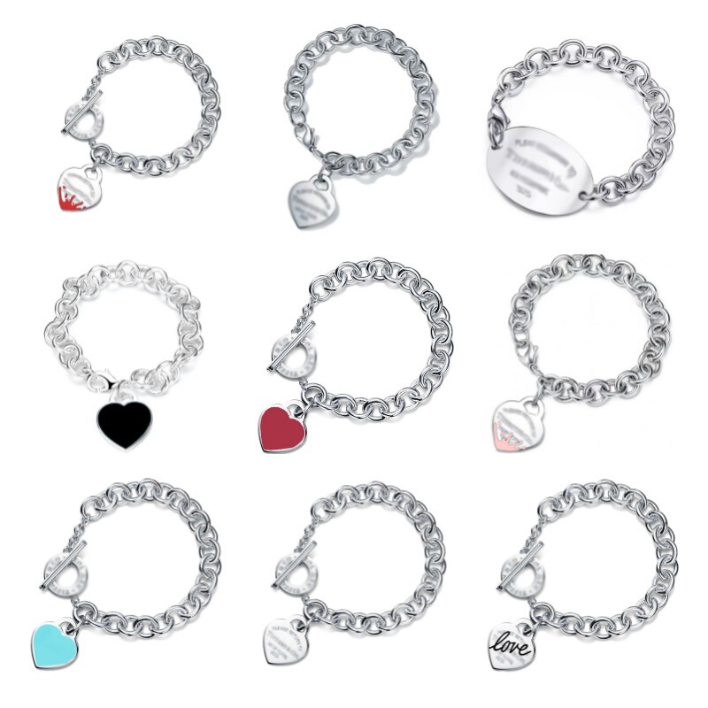 T Brand High-End Version 925 Sterling Silver V Gold Green to Clasp Heart Enamel Bracelet Thickly Plated with 18K Rose Gold T Brand High-End Version 925 Sterling Silver V Gold Green to Clasp Heart Enamel Bracelet Thickly Plated with 18K Rose Gold