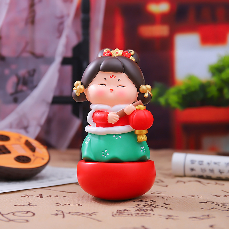 新款国风古典唐宫赋不倒翁小姐姐小号摆件创意桌面摆件送朋友礼物|undefined