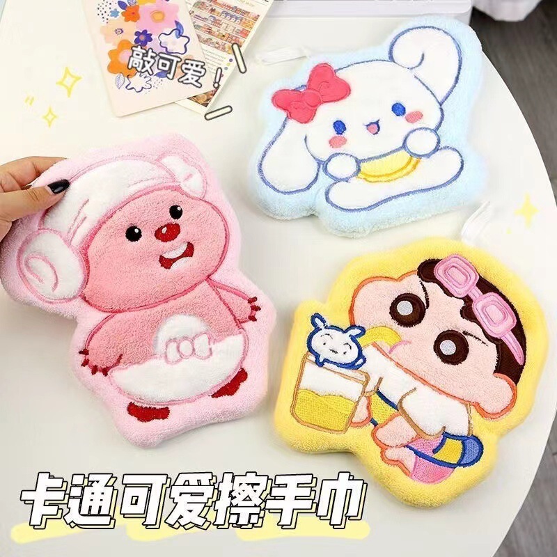 Cartoon New Kitchen Hand Towel Hanging Cute Thickened Bathroom Household Absorbent Towel Lint-Free Rag Quick-Drying