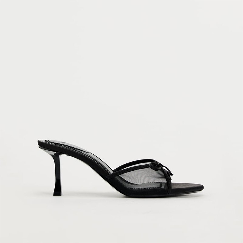 Za 2025 New Summer Mesh Breathable Open-Toe High-Heeled Sandals Versatile Simple Bow Stiletto Sandals Za 2025 New Summer Mesh Breathable Open-Toe High-Heeled Sandals Versatile Simple Bow Stiletto Sandals