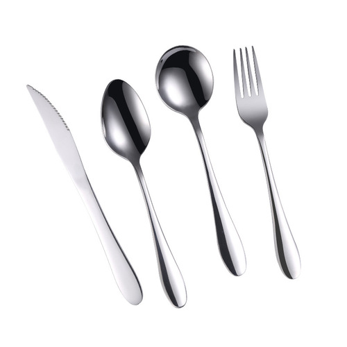 1012 stainless steel round tip spoon Western food knife and fork spoon creative coffee ice cream spoon long handle soup spoon can be printed with logo
