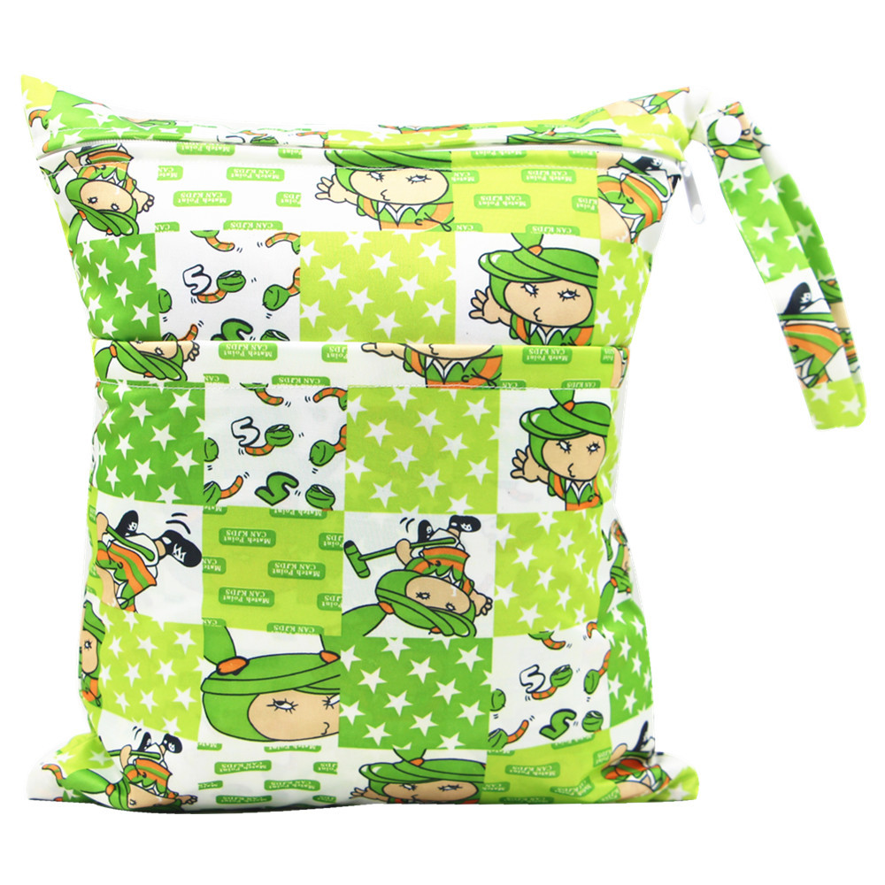 Bolsa de pañales Asenappy Impresión digital bebé doble cremallera impresión impermeable bolsa de pañales aplicación económica