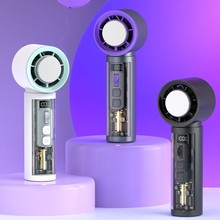 26制冷手持小风扇多功能高速迷你氛围灯风扇usb充电桌面数显空调