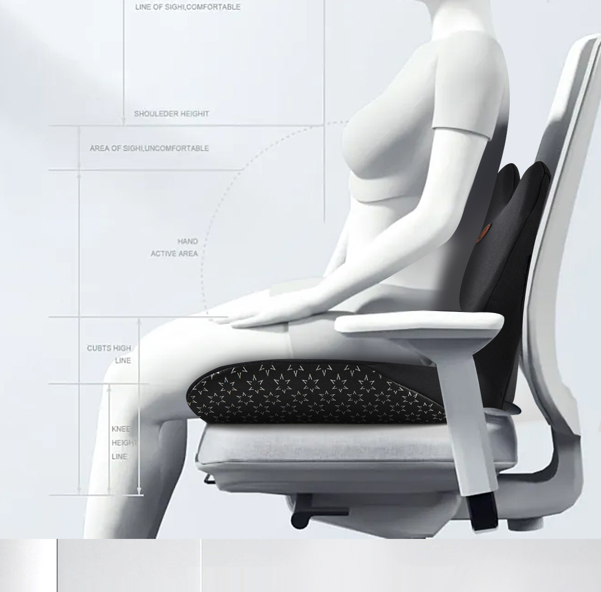 Car Heated Cushion Electric Massage Waist Cushion Car Seat Memory Foam Back Pillow Waist Office Waist Seat