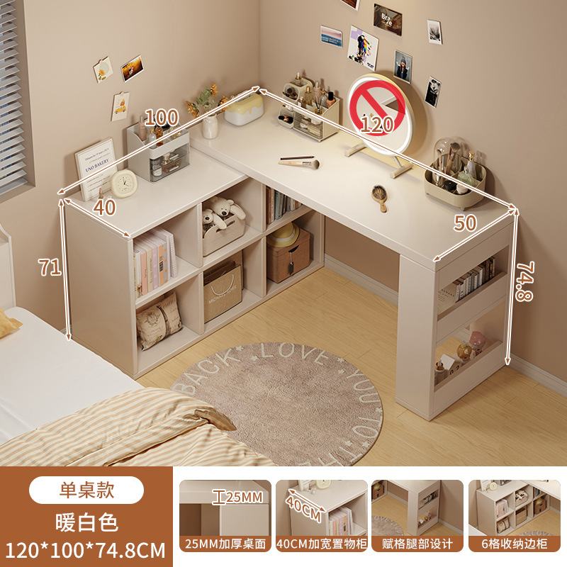 Escritorio de computadora esquina estantería para el hogar escritorio integrado dormitorio de niñas escritorio de aprendizaje en forma de L mesa de cola retráctil
