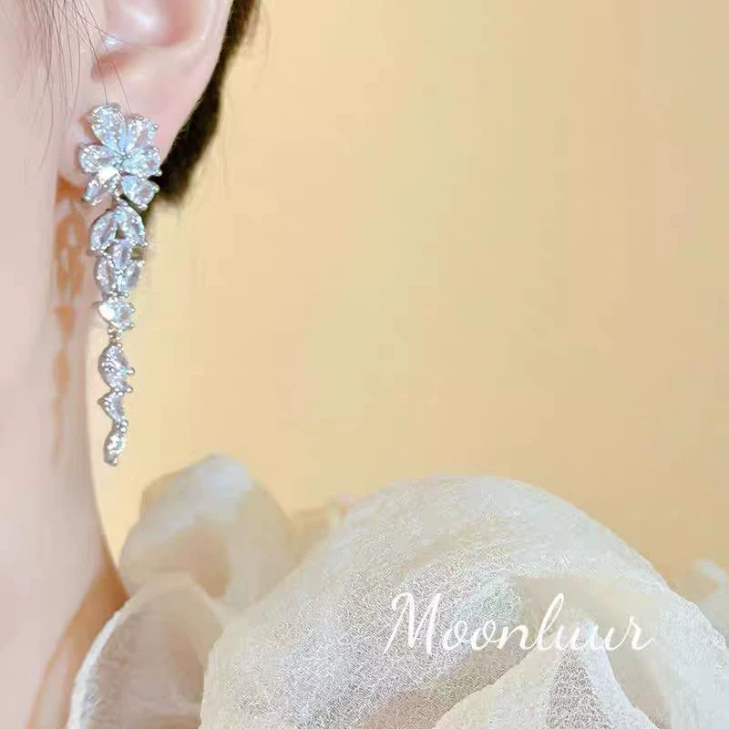 Ear clips with tassels, earrings, high-end