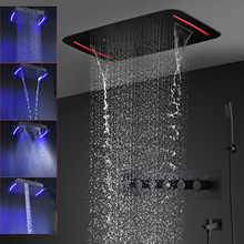 304不锈钢超大顶喷多功能按摩花洒恒温龙头卫浴套装