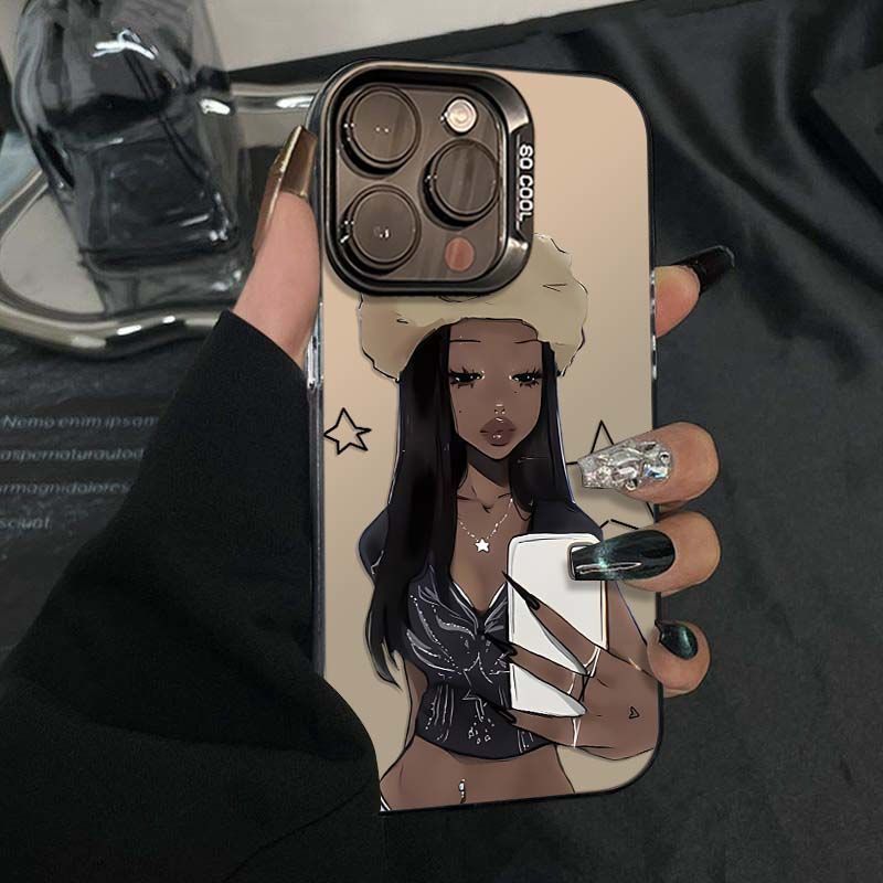 Chica caliente de moda para Apple 16Promax funda para teléfono móvil Personalidad Caja de gas iPhone 15/14/13 Texto 12