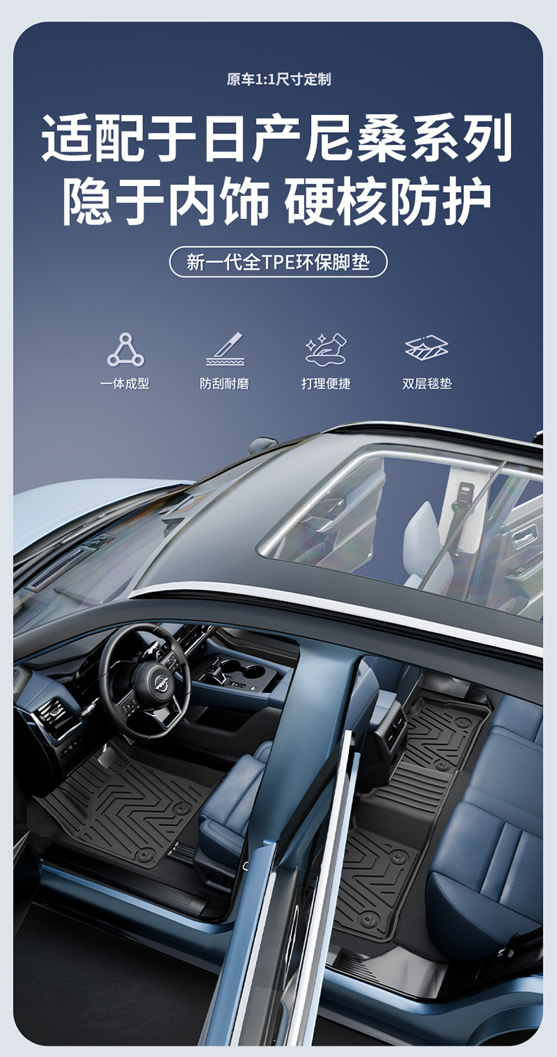 Suitable for Nissan X-Trail, Qashqai, Sylphy, Teana, N6, N7, All-Weather Tpe Car Floor Mats