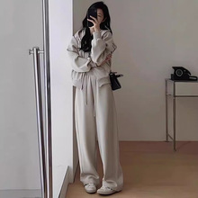 秋冬休闲卫衣运动套装时尚气质港风显瘦减龄阔腿裤连帽两件套
