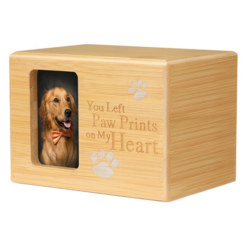 Pet cinerary casket cross-border Amazon in stock [manufacturer] solid bamboo wood dog cat animal Memorial cinerary casket