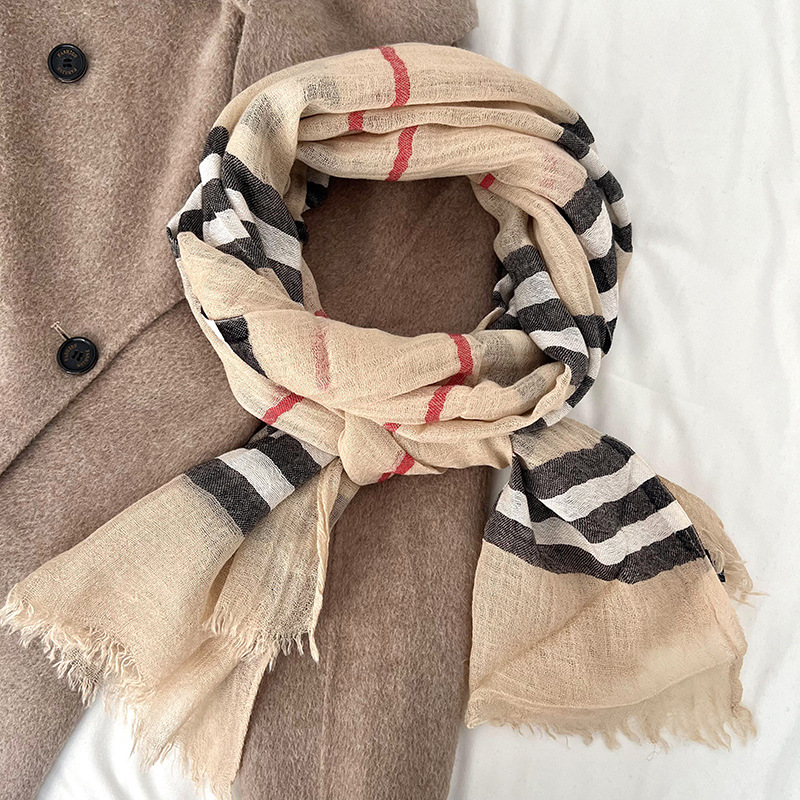 Nicho algodón lino bufandas a cuadros otoño invierno alta sensación nuevo estilo universal bufandas de cuello ligero bufandas bufandas de seda al por mayor