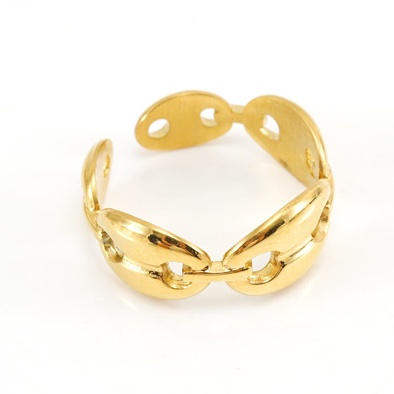 Nuevo europeo y americano nariz de cerdo granos de café ABIERTO abierto titanio anillo de acero hembra 18K Acero inoxidable simple ins anillo femenino