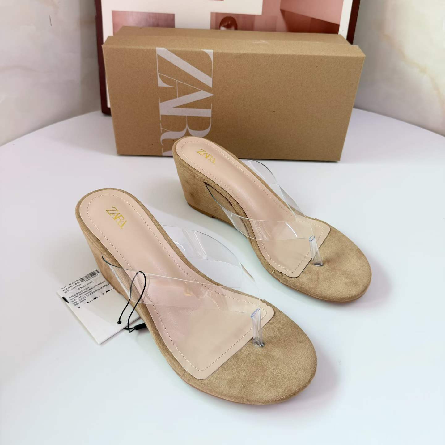 ZA Summer apricot flip flops
