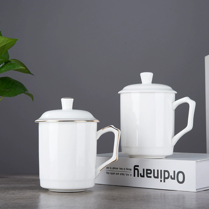 Set for office, ceramic tea cup, Chinese style, simple and elegant design