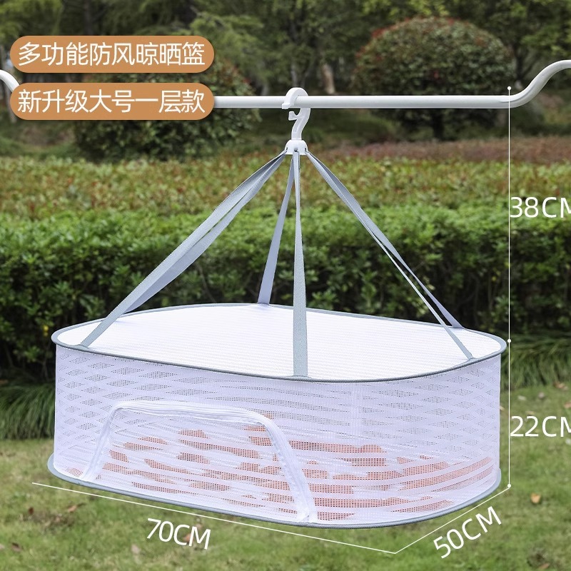 Cesta de secado doméstica multifuncional a prueba de viento a prueba de mosquitos cubierta de malla plegable balcón cesta de secado al por mayor
