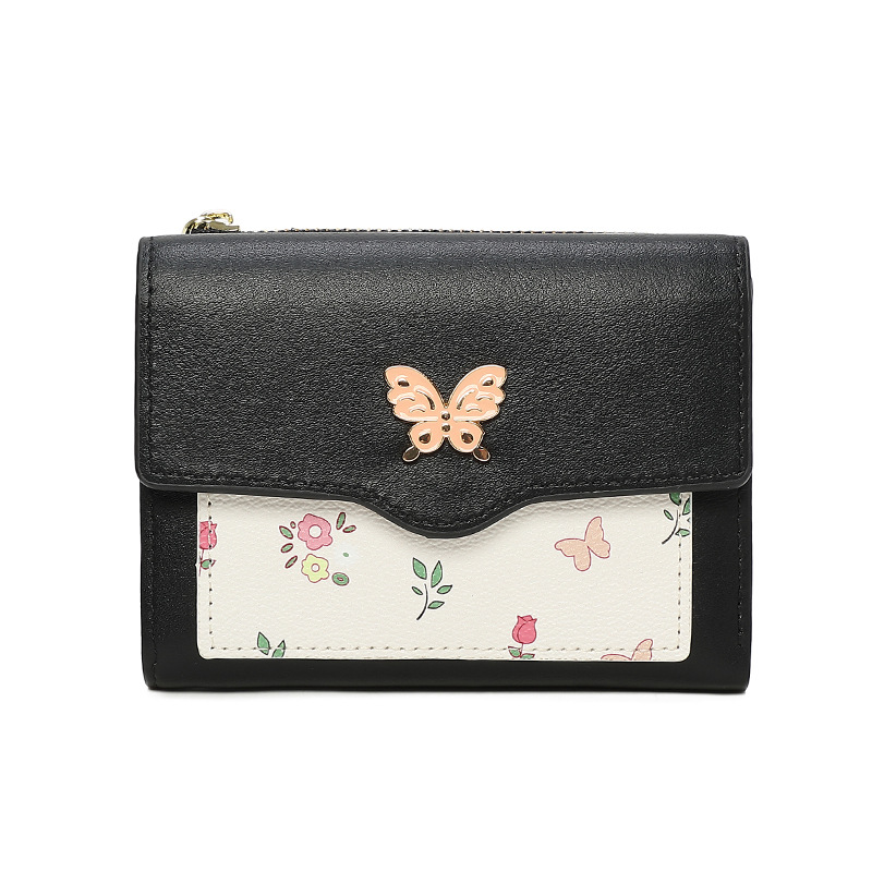 Nueva billetera de dama de alto nivel, impresión de mariposa transfronteriza multifuncional bolsa de tarjetas corta personalizada bolsa de cambio para mujeres