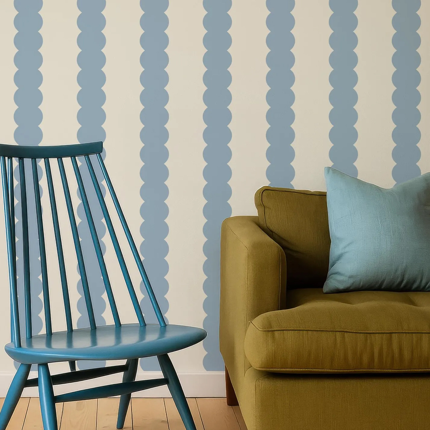 Sweet And Playful Scallop Stripe Simple Wallpaper For Children's Rooms, Self-adhesive Mural, A Popular Export Product_maomaolike.com