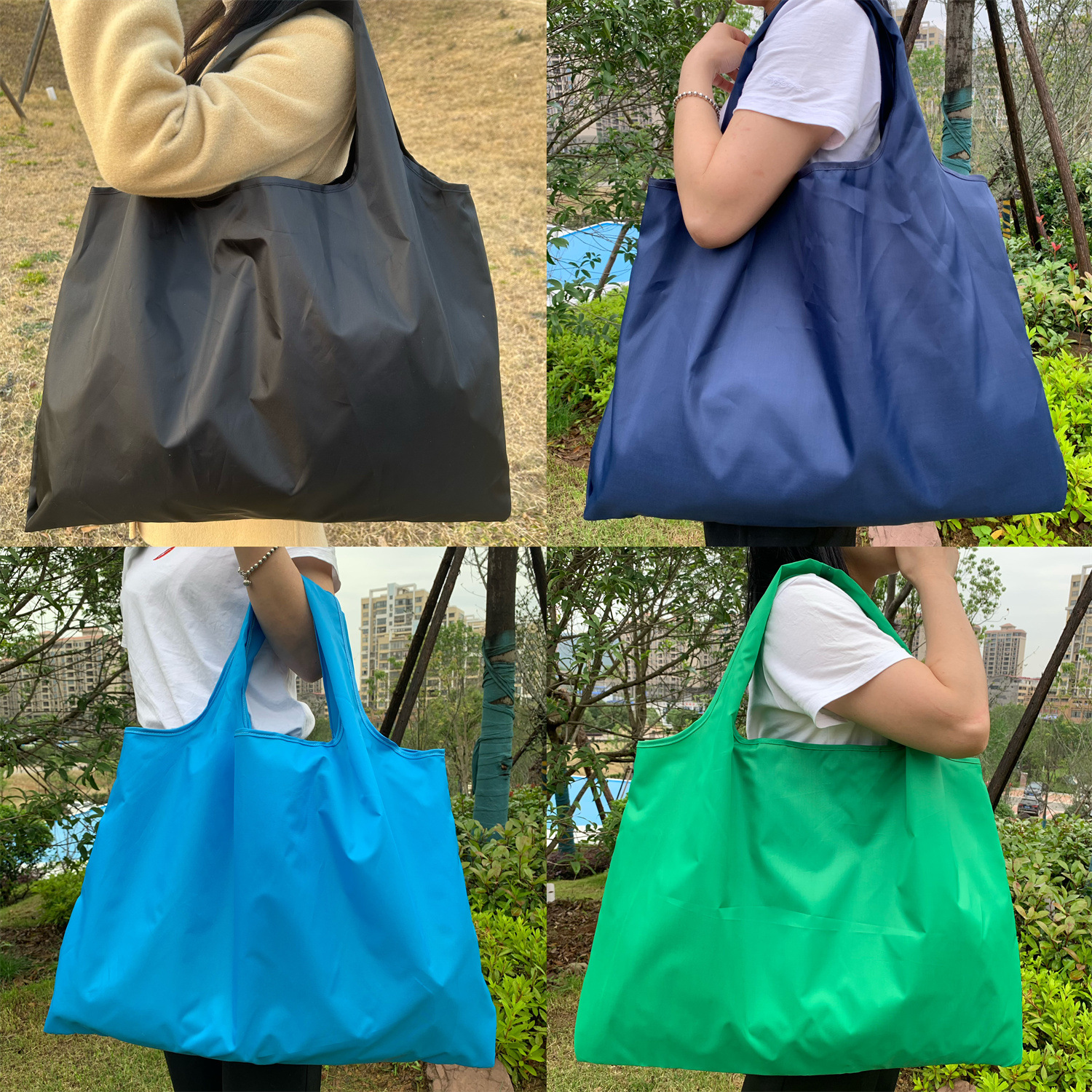 Solid color foldable handheld capacious one-shoulder bag for…