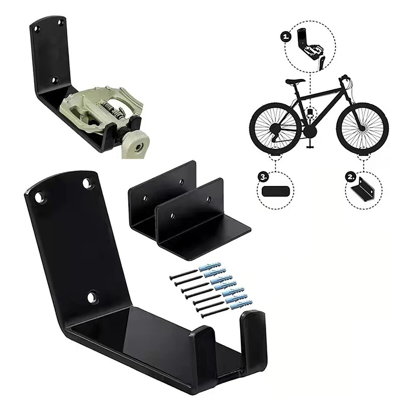 Bicycle Wall-Mounted Rack for Road and Mountain Bikes, Thickened Indoor Parking Rack with Storage Hooks