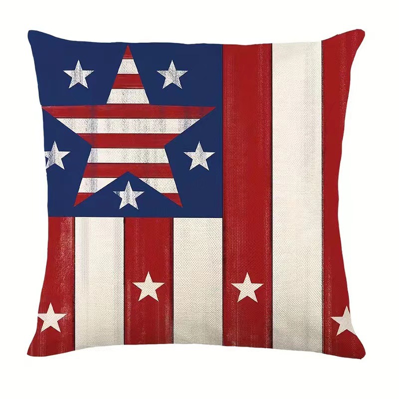 2024 nueva serie de funda de almohada del día de la independencia lino estilo americano funda de almohada cuadrada decoración de atmósfera de vacaciones image 15