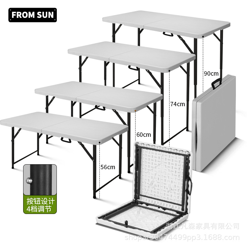 Mesa plegable transfronteriza de 1.2 metros, mesa plegable portátil de plástico para exteriores, mesa plegable para puestos de mercado nocturno, fabricante mayorista.