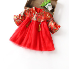 吧巴掌春秋冬装周岁女宝宝礼服中国风汉服旗袍连衣裙新年装8536