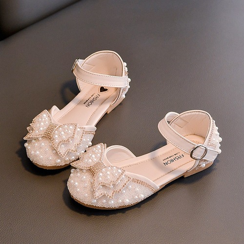 Children's sandals 2024 new summer soft soled cap-toe children's princess shoes for little girls crystal