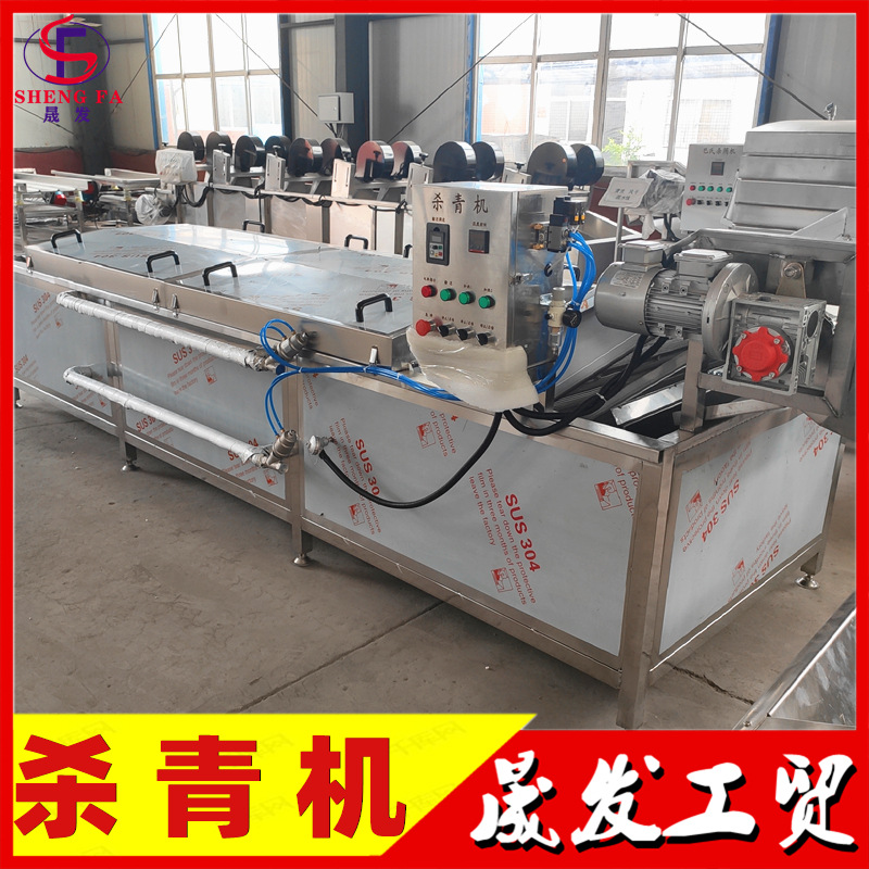 全自动不锈钢菊花杀青设备 隧道式蒸汽杀青机 中草药漂烫流水线