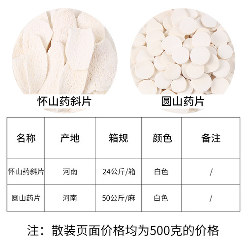 Huaishan medicine manufacturer wholesale new goods Huaishan medicine tablets low temperature drying large yam raw material yam oblique tablets 500g