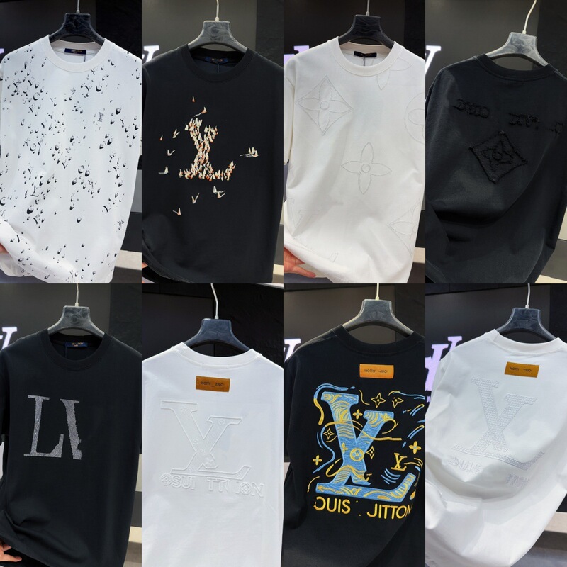High-Quality Premium Version 320g Heavy-Weight Authentic Lv Summer New Loose Short-Sleeve Heavy-Duty T-Shirt Top