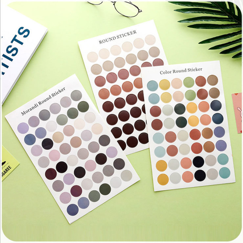 Korean style minimalist Morandi polka dot stickers, colorful earth tones, small card seal stickers, journal photo stickers
