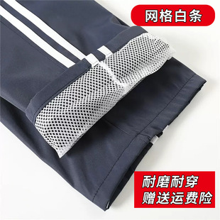 Navy Blue School Uniform Pants for Primary School Students Boys and Girls One Two Bar Straight Tube Summer Thin Lining with Net