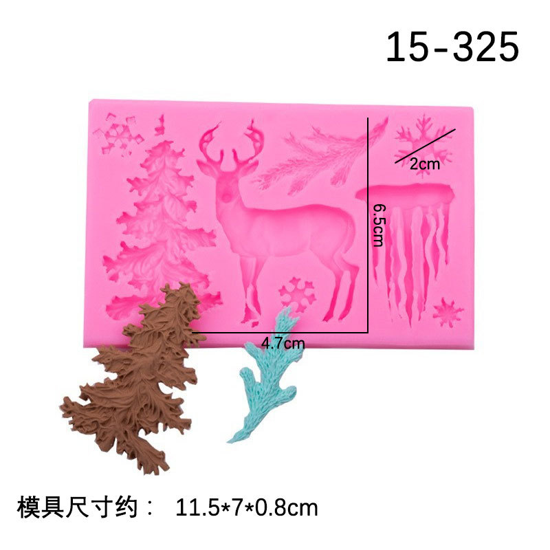 Navidad tema ELK copo de nieve carámbano árbol de Navidad modelado molde de silicona creativo hornear fondant cake Decoración