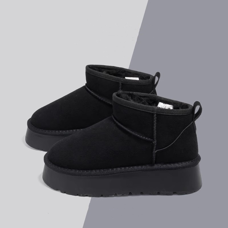 Women's Thick Sole Snow Boots Winter Fleece Lined and Thickened 2025 New Short Tube Plush Shoes Slip-on Warm Cotton Boot