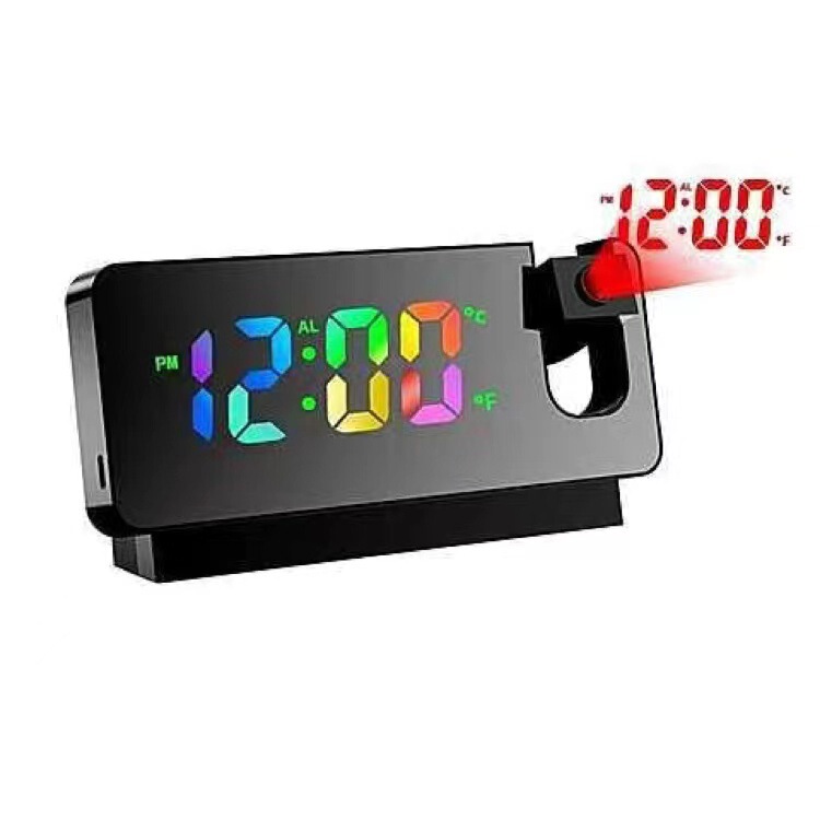 智能投影闹钟简约现代LED床头夜光数字钟墙面投射温度钟表多功能|undefined