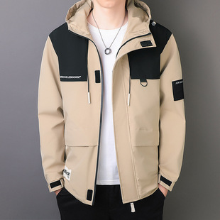 Spring and Autumn Men's Windproof Jacket Outdoor Loose Hooded Waterproof Jacket Sports Casual Trendy All-match Jacket